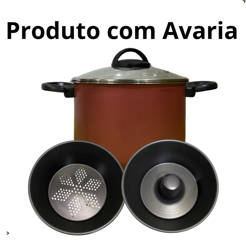 Panela Multiuso  3x1 Pudim Antiaderente e Aluminio Banho Maria Cozimento A Vapor Com Pequenas Avaria