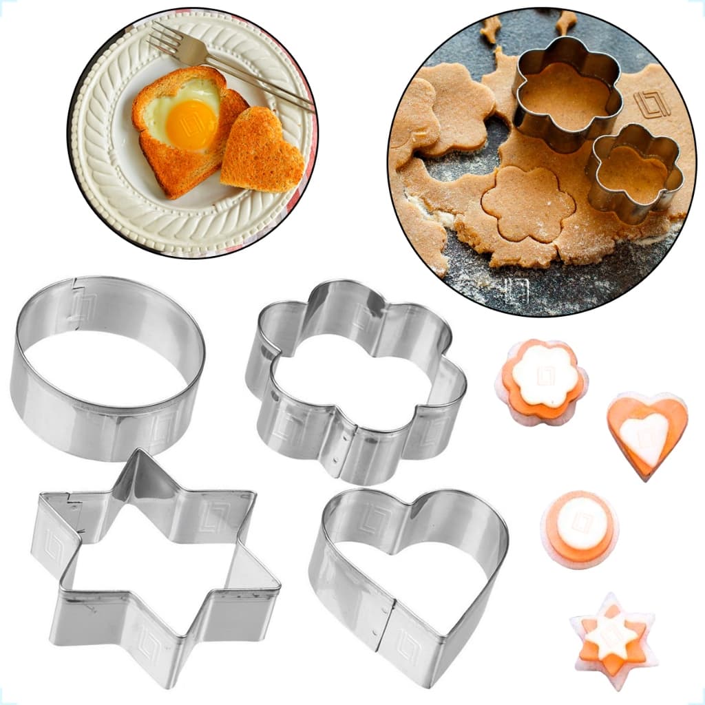 Cortador de Biscoito Legumes Frutas Molde Confeitaria Estrela Coração Aço Inox Kit Varias Peças
