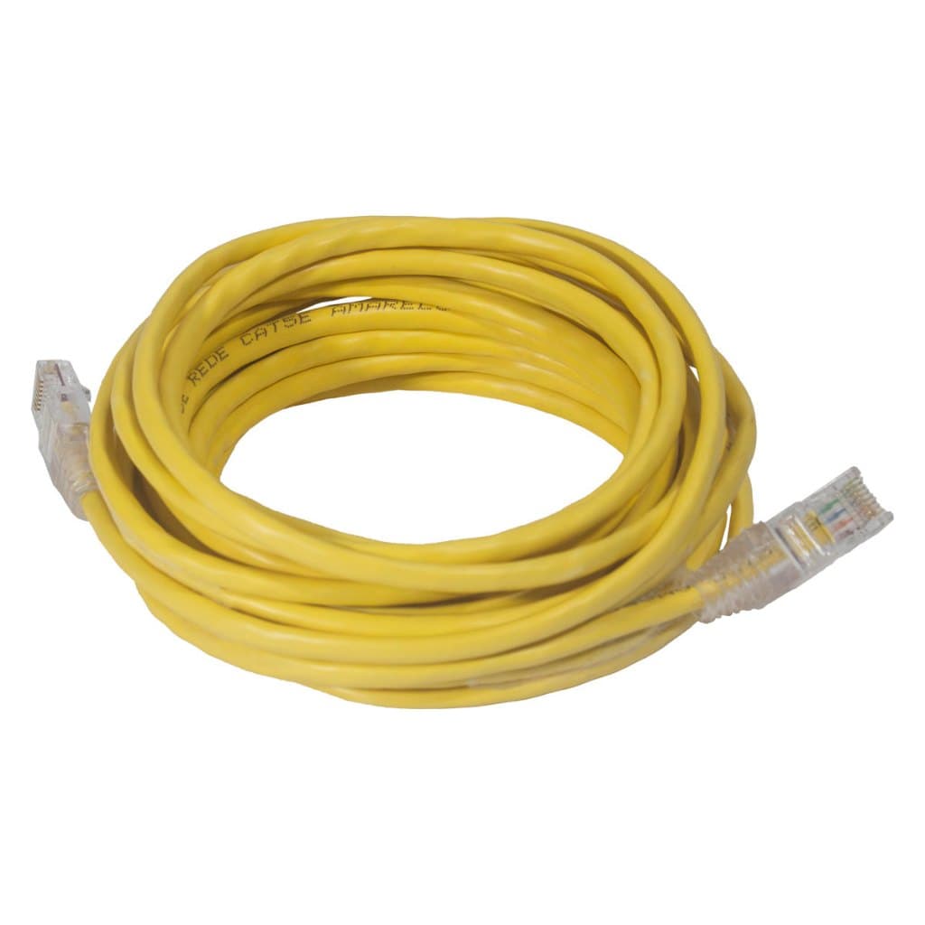 Cabo de Rede CAT5e Amarelo 3 Metros UTP Gigabit Crimpado Pronto 24AWG