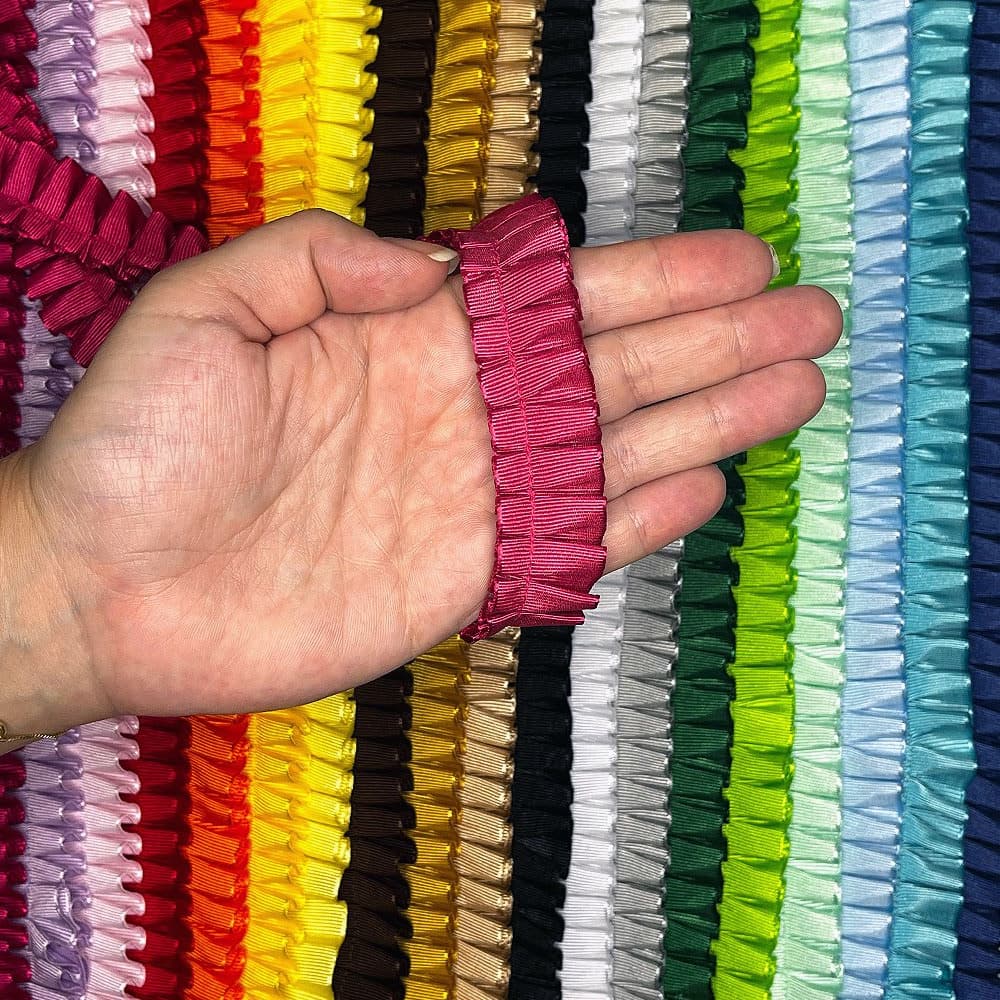 Fita Gorgurão Drapeada 2,2cm Babadinho Franzida Artesanato Costura