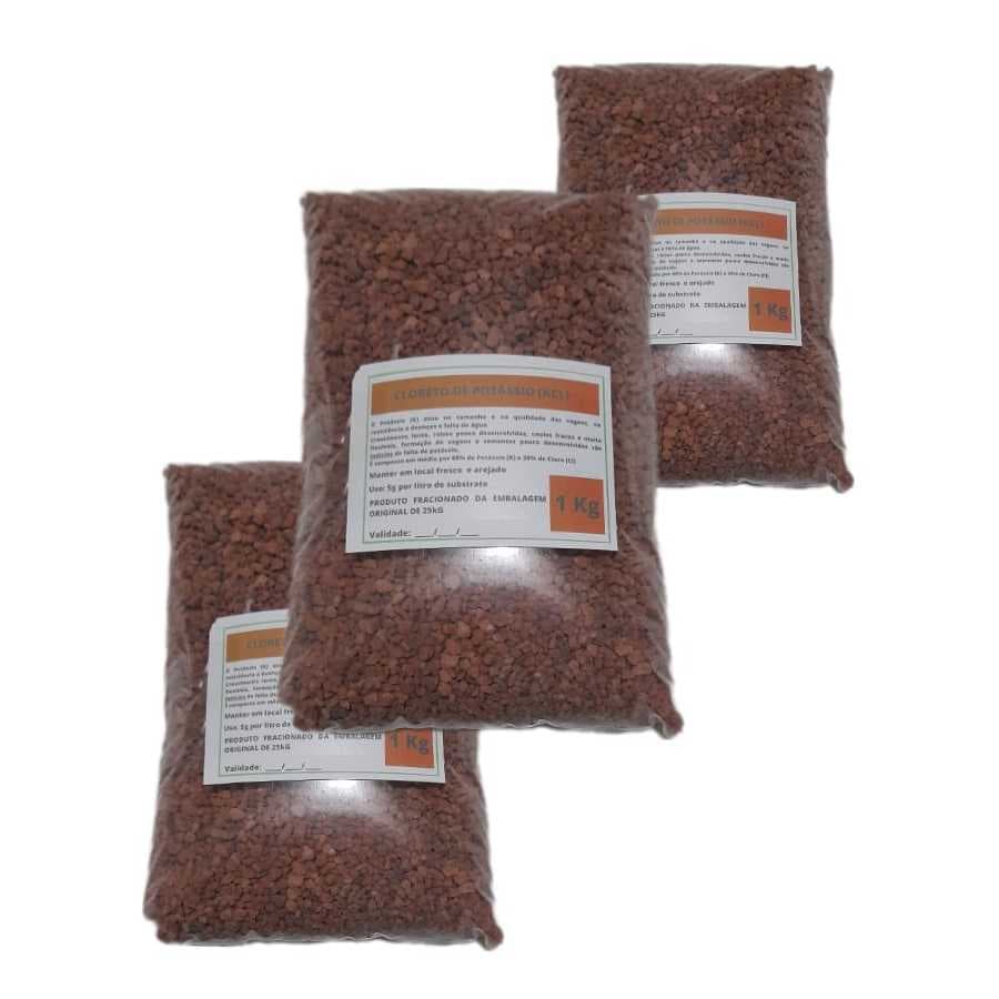 3Kg Adubo Fertilizante Cloreto de Potássio Vermelho Granulado
