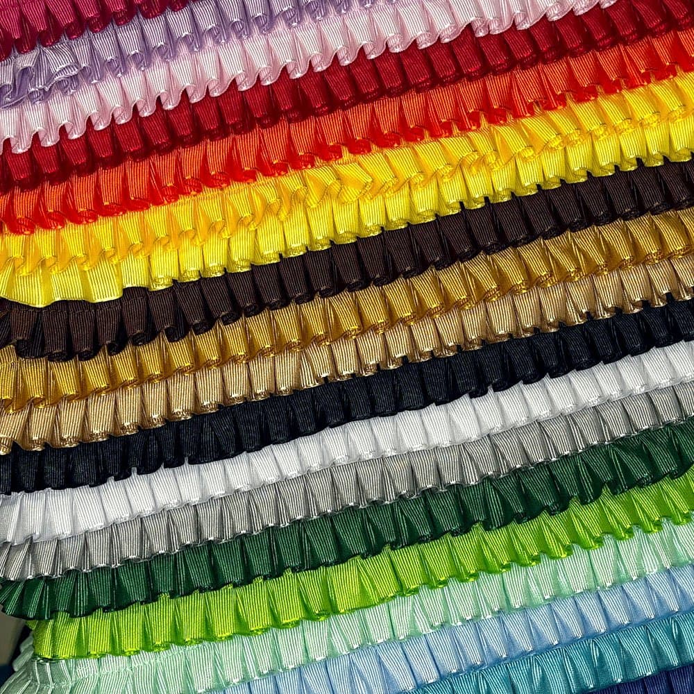 Fita Drapeada Gorgurão 2,2 cm Babadinho Franzida Personalizado Festa Infantil Luxo