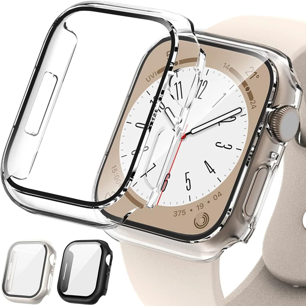 Capa Case fechada Acrilico PC transparente Para Apple Watch 38mm 40mm 42mm 44mm 41MM 45MM