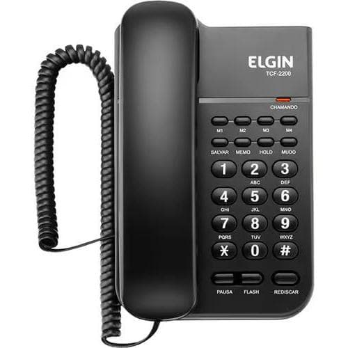 📞 Telefone com Fio Elgin TCF2200 com Teclas de Acesso Rápido,  Memória e  Hold  – Ideal para Escritório e Residência