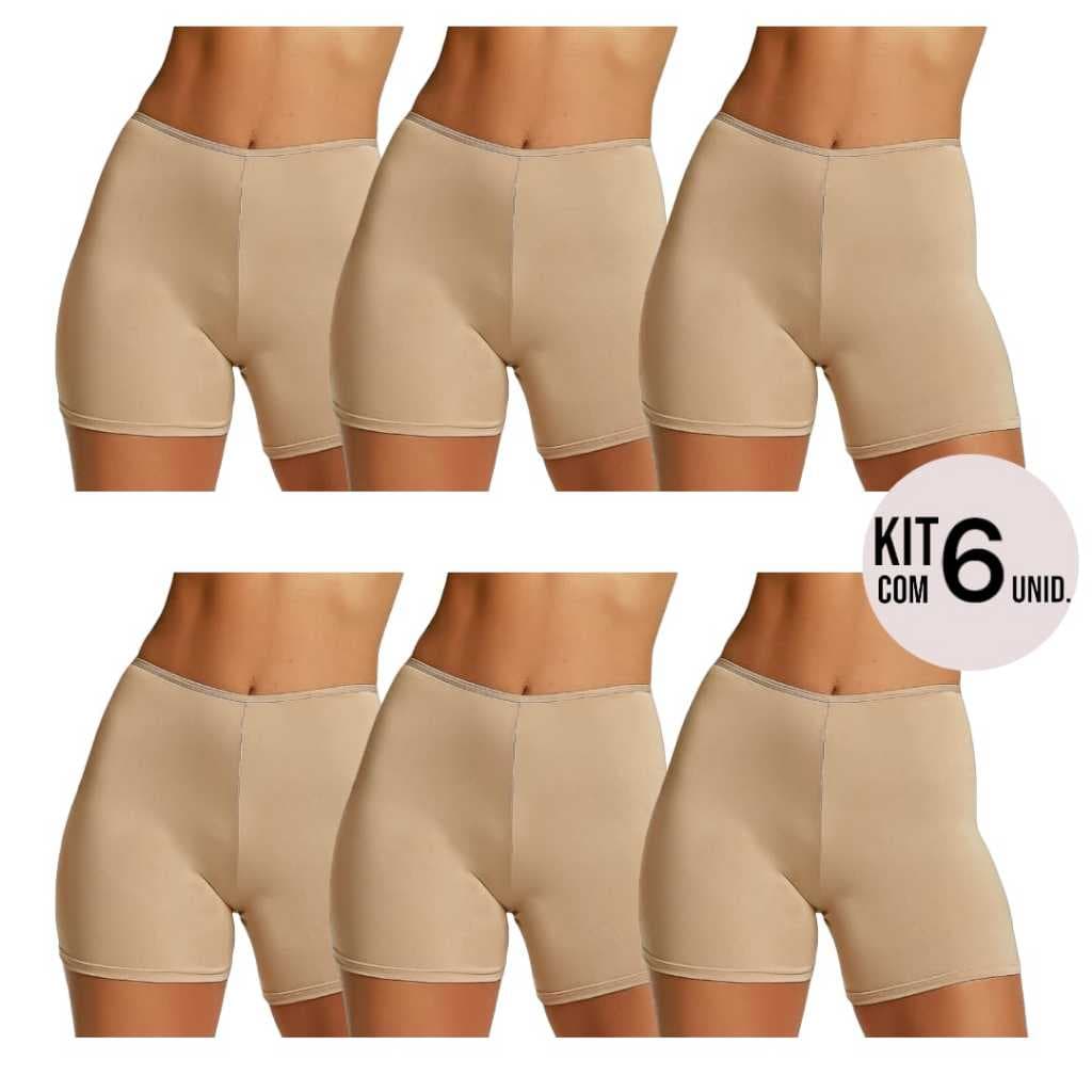 Kit 6 Shorts Segunda Pele Anágua Bege