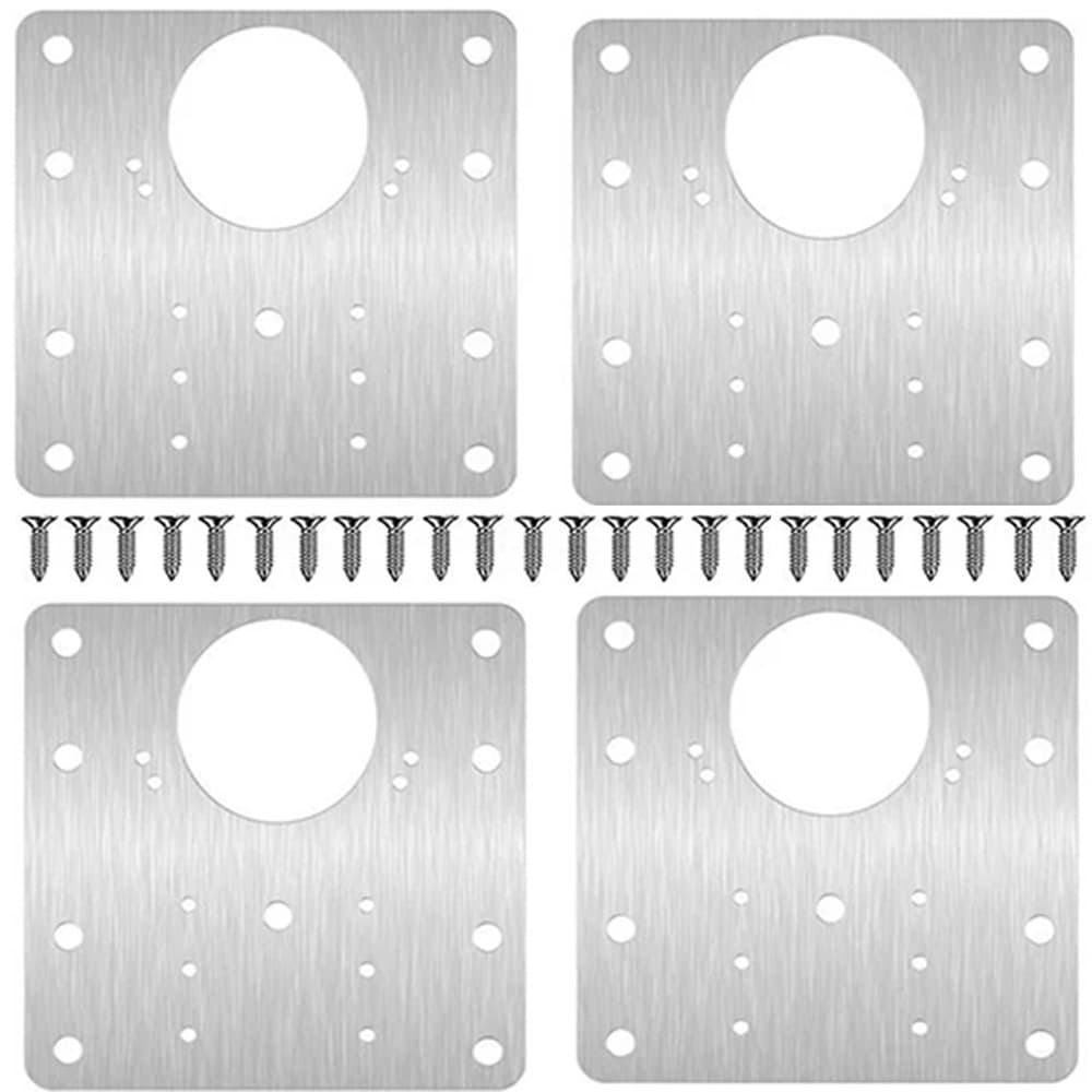 Kit 4 Placas de Reparo de Dobradiças para Móveis Porta Armárion 90x90mm