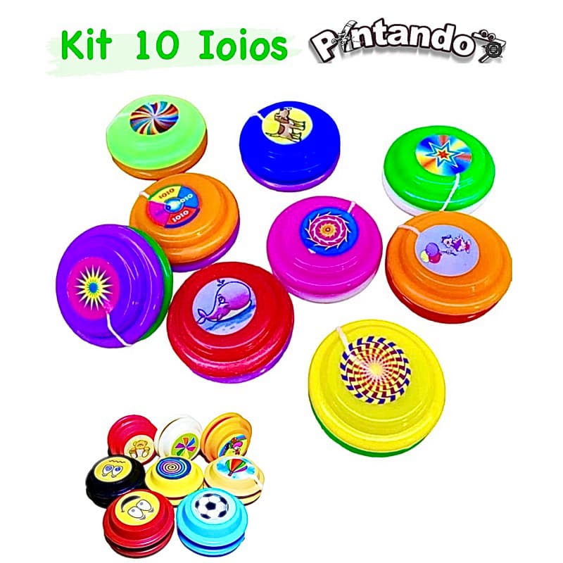Kit 10 Ioiôs Brinquedo infantil Diversas cores e modelos para Sacolinhas Surpresas