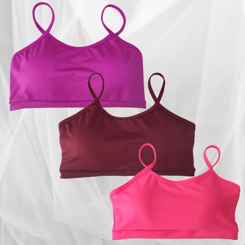Kit 3 Tops Academia Fitness Com bojo Removível Feminino