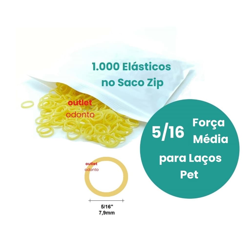 1.000 Elásticos para Laço Pet Shop 5/16 Força MÉDIA de Látex Natural em Saco Zip Bag Borrachinha Liga Liguinha Gominha