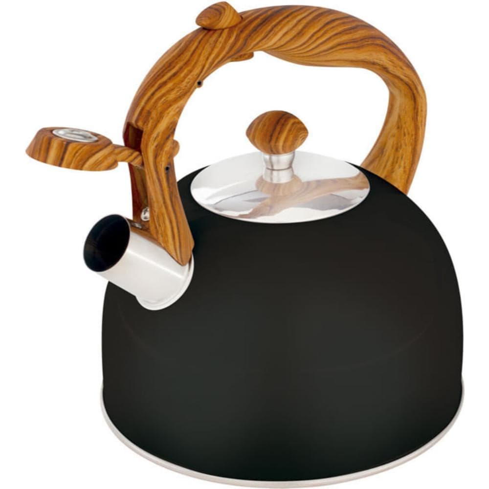 Chaleira Wood Mor 2,5 Litros Cabo Amadeirado Preta ou Bege Aço Inox