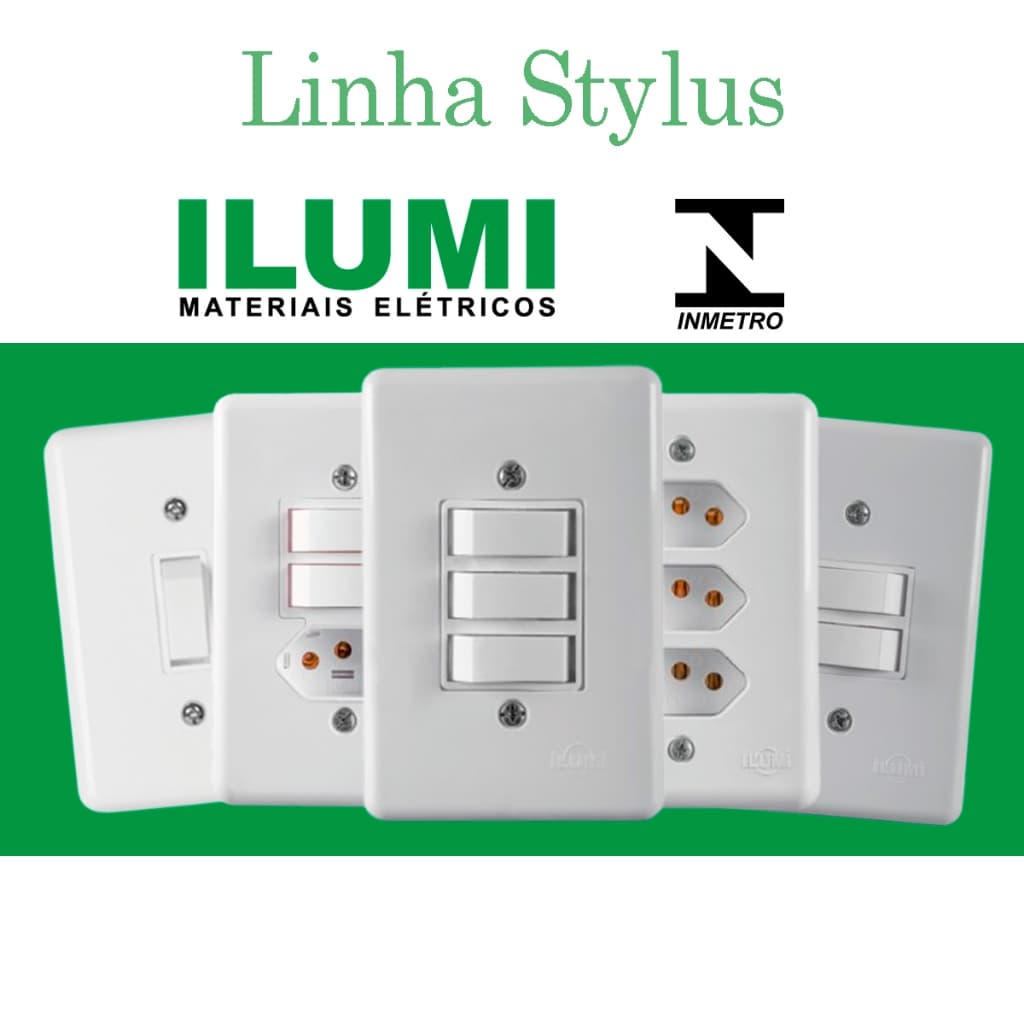 Tomada e interruptor Ilumi linha stylus 4x2 10A 20A monobloco