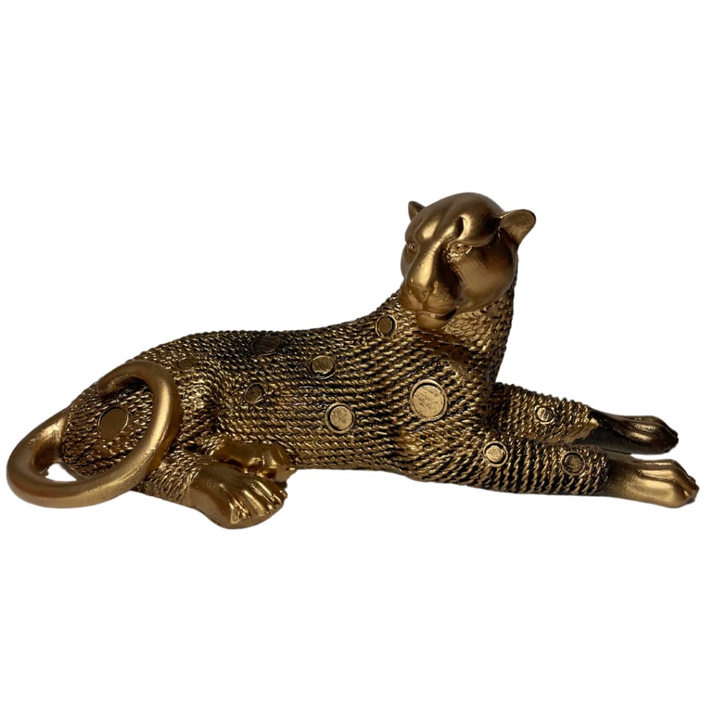 Leopardo Deitado Grande Decoração para Estantes ou Prateleiras em Cores Variadas Pintura Especial