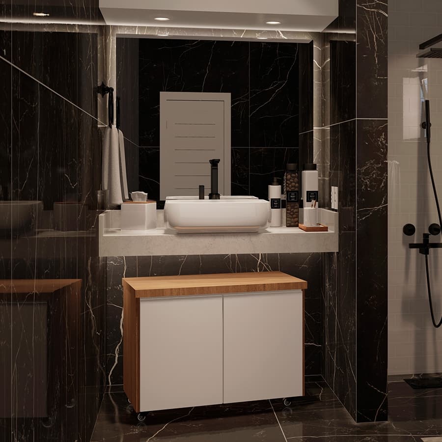 Gabinete Armario Armarinho Balcão de Banheiro Gaveteiro 80cm