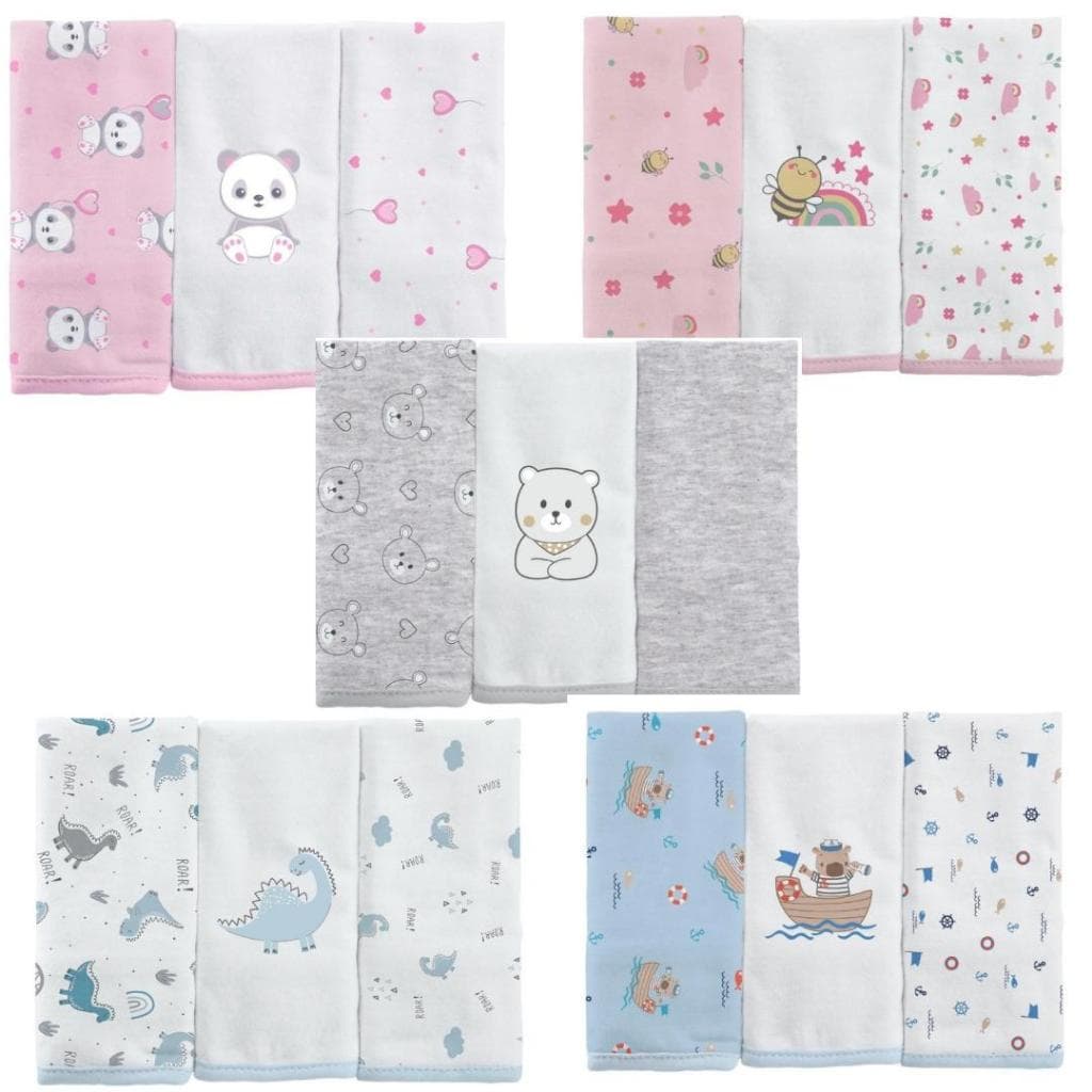 Fralda Toalha de boca Malha 100% Algodão Fio 30 C/3 Un. Bublim