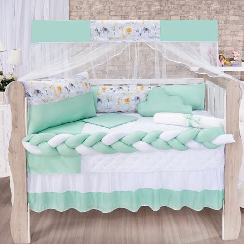 Kit De Berço Imperial 11 Peças Safari Verde Envio Imediato