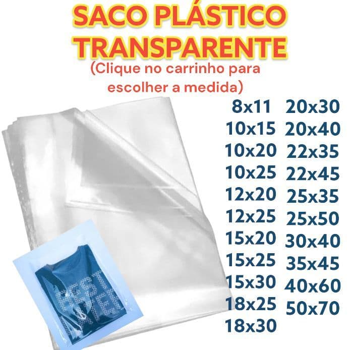 Saco Transparente 250 Gramas Plástico Cristal Embalagem Sacola Qualidade Presentes Lembrançinhas