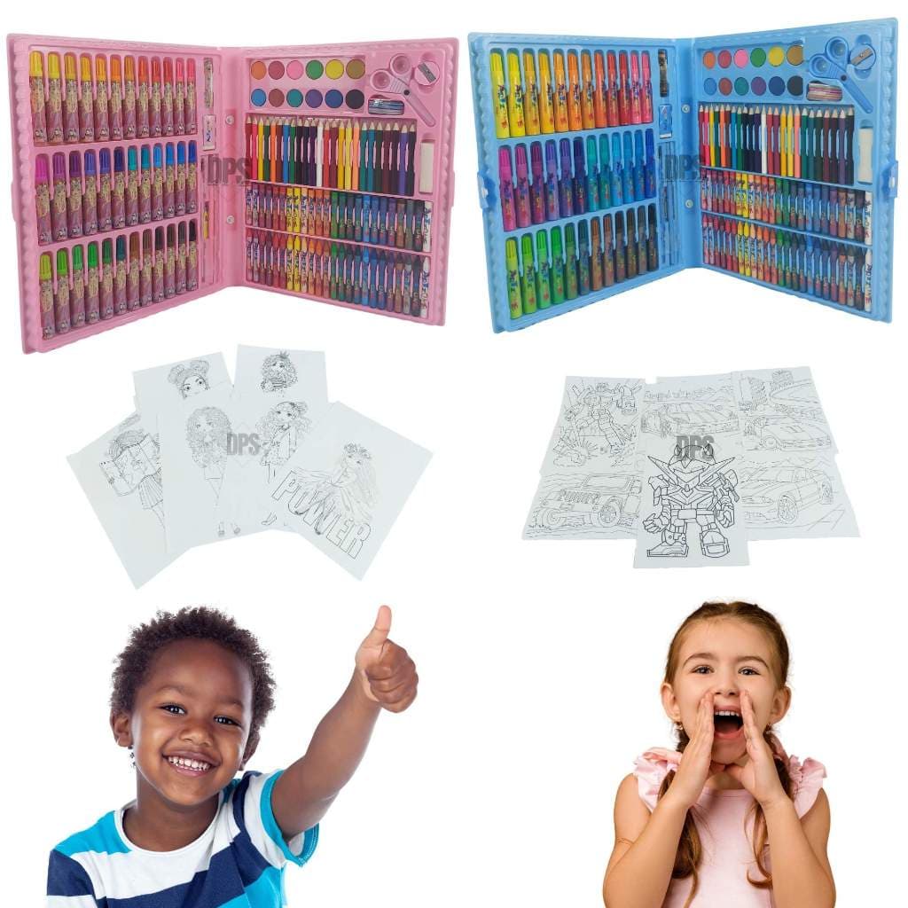 Kit Escolar 166 Peças Maleta Estojo Grande Completo Pintura Desenhos Aquarela Infantil Envio Rápido