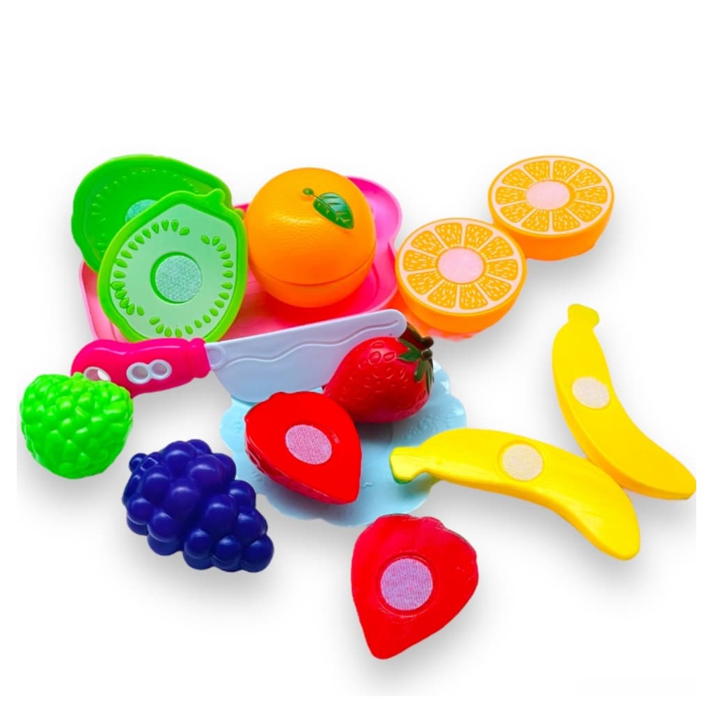 Kit Brinquedo Cortar Frutas E Legumes 5 Peças Divertido Infantil Cozinha Mini Chef