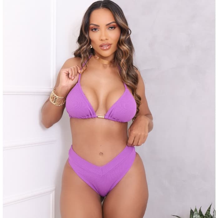 Conjunto Biquíni Cintura Alta EFEITO LIPO Top Cortininha Com Bojo Removivel do M ao GG