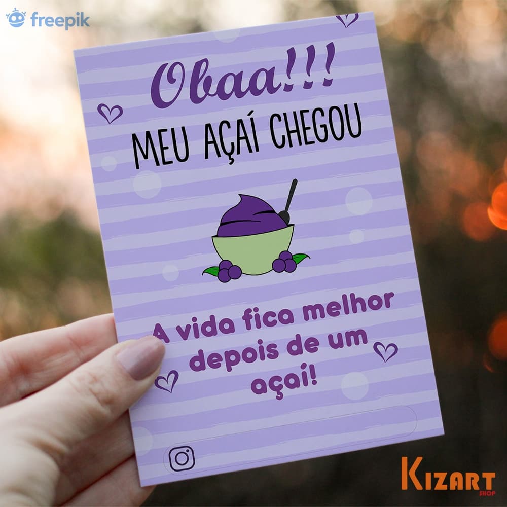 100 Unidades Card Cartão de Recadinho Para Açaiteria Açai Clientes Vários Modelos Offset 180g