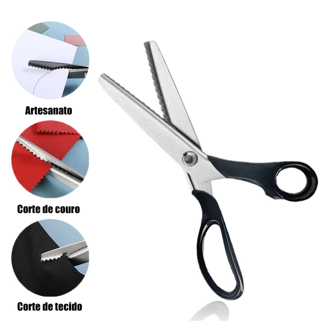 Tesoura Escalope Tesoura De Picotar Profissional Papel Eva Artesanato Inox 220MM FPC3980