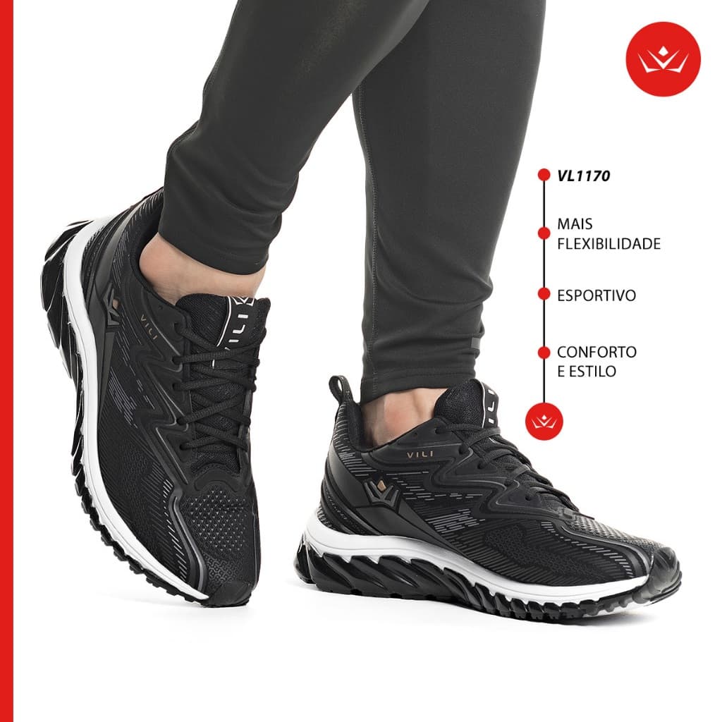 Tênis Masculino Vili Olimp Esportivo Caminhada Preto