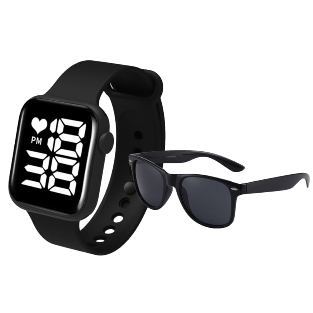 Relógio Digital de Led Quadrado Infantil + Óculos Sol Criança Menina Menino Barato