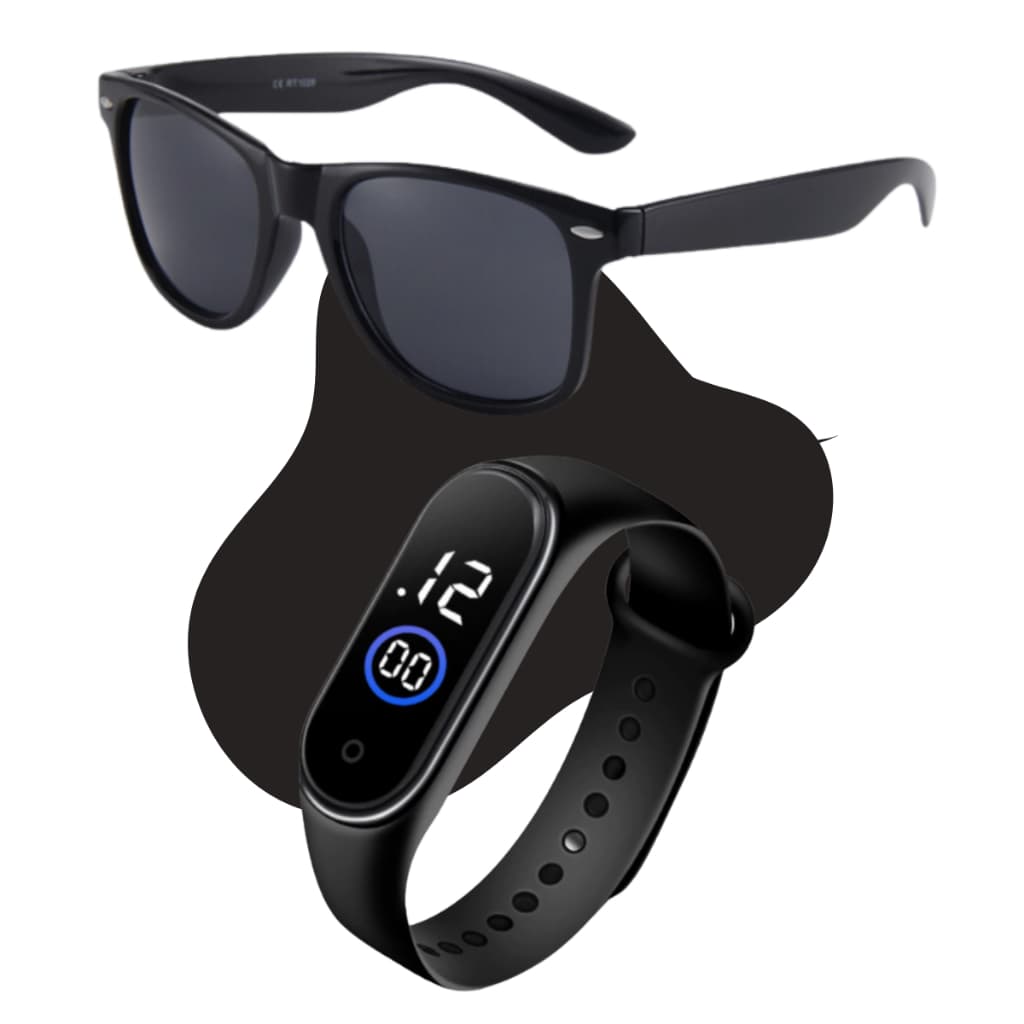 Relógio Led + Óculos de Sol Infantil  Varias Cores Infantil Criança Praia Menino Kit