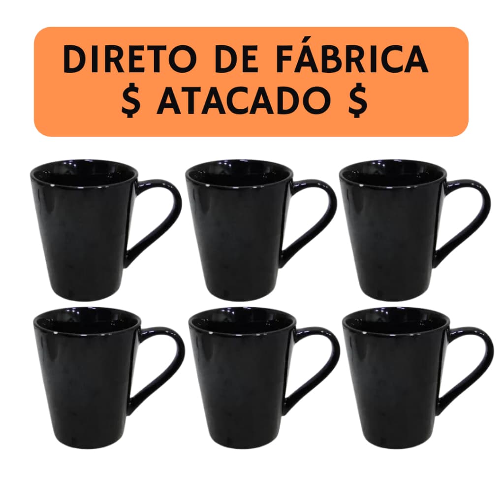 Caneca de Porcelana 290ml Preta ou branca Conica Simples (Não e para Sublimar) Lettering Promocional