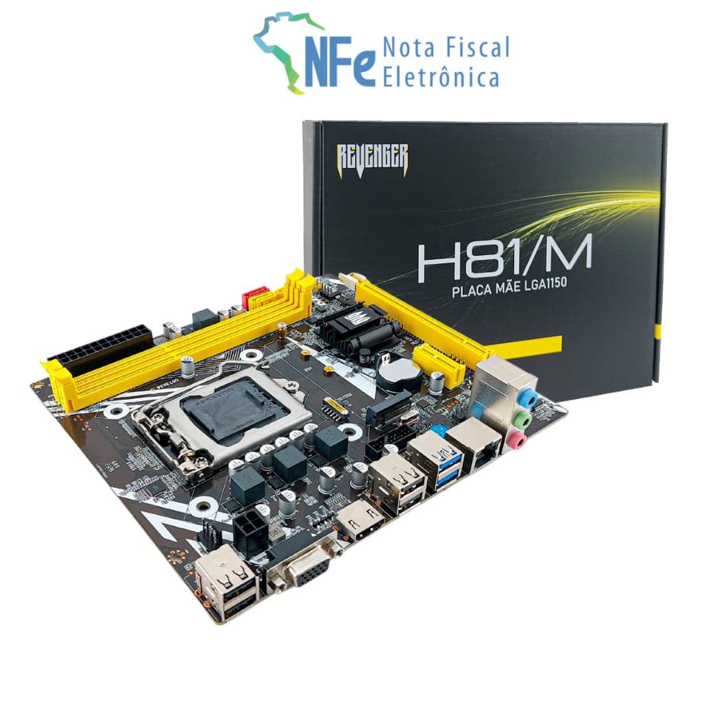 Placa Mãe Soquete LGA 1150 DDR3 Intel H81 Usb 3.0 HDMI PCIe NVMe Micro ATX Gigabit Lan 10/100/1000