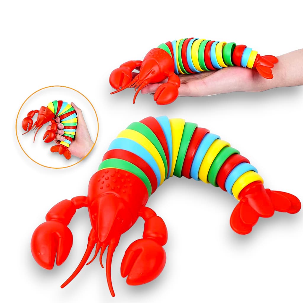 Lagosta 3D Brinquedo Sensorial Fidget Toy Articulada Colorida Com Led Infantil