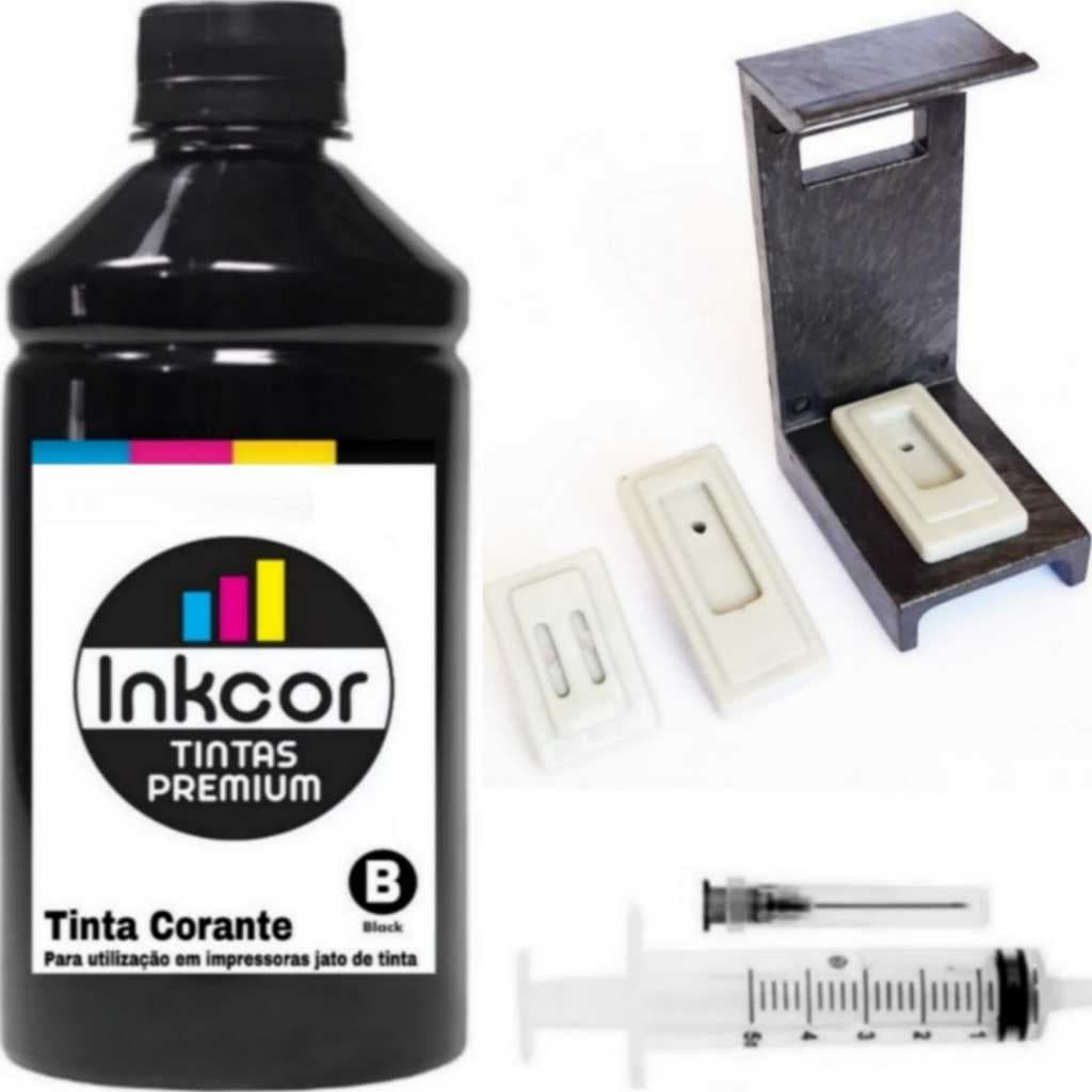 Tinta Recarga Compativel Impressora HP Cartucho 667 667 XL Preto + Sugador + Manual