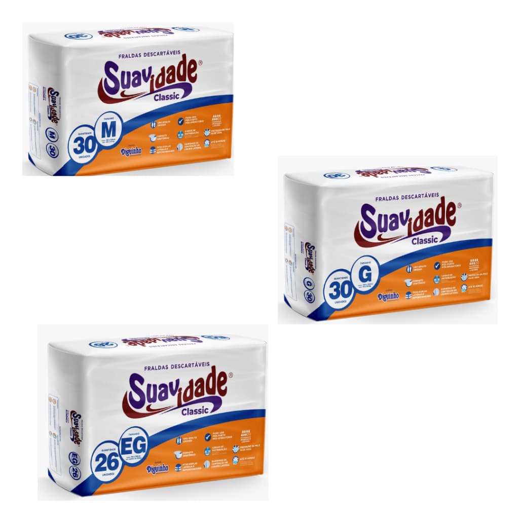 Fralda Descartável Geriátrica Suavidade Classic Todas os Tamanhos