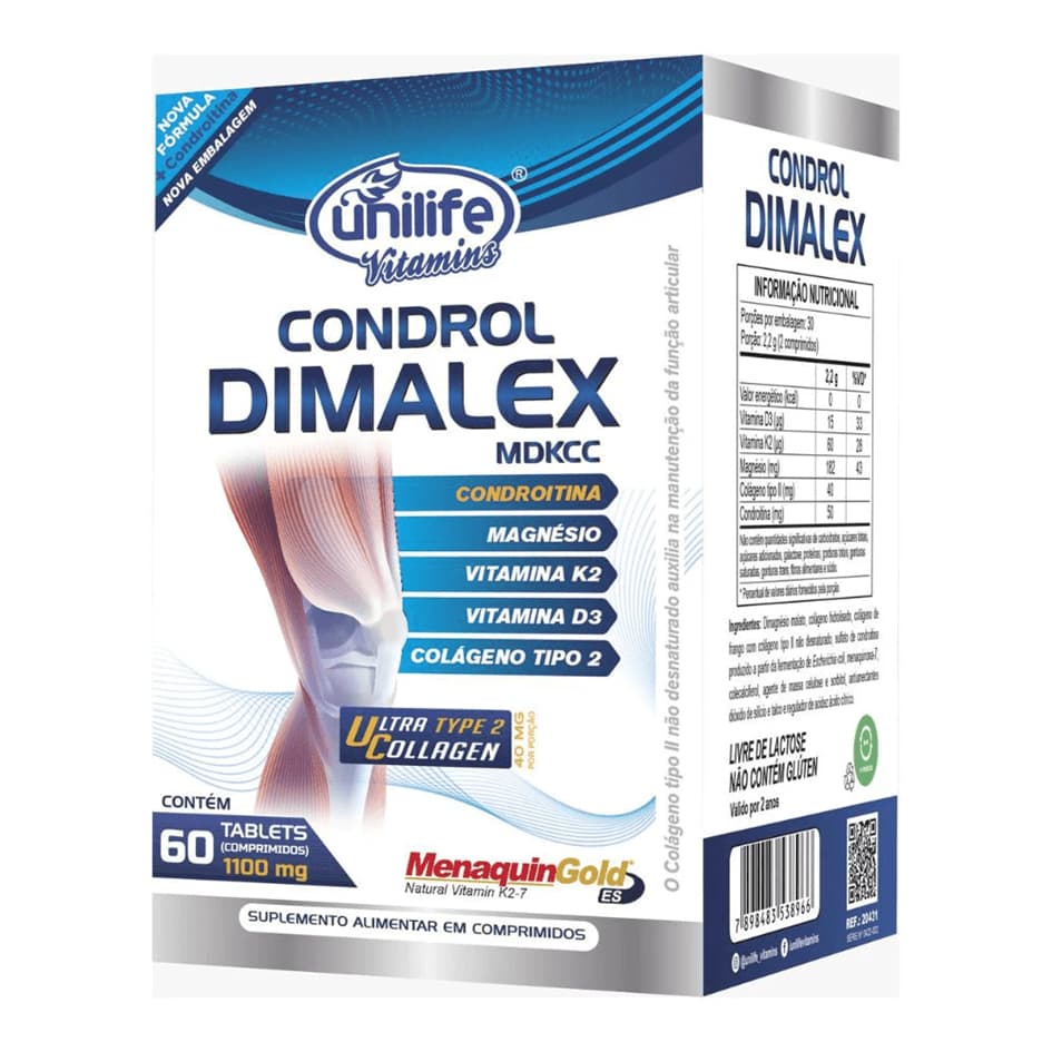 Condrol Dimalex Colageno Tipo 2 + Dimalato e Condroitina  60 Comp - Unilife