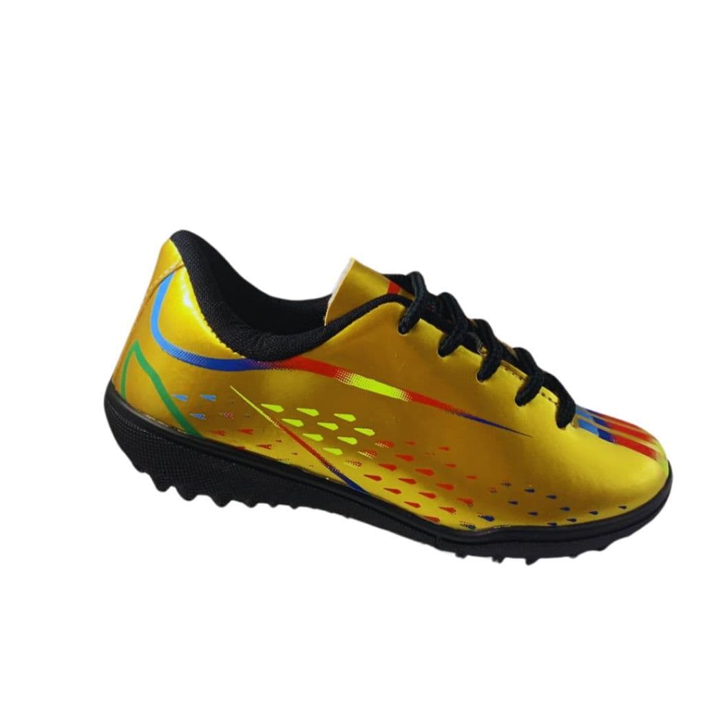 Chuteira de  Society Infantil Dourada  Menino e Menina  quadra grama sintética