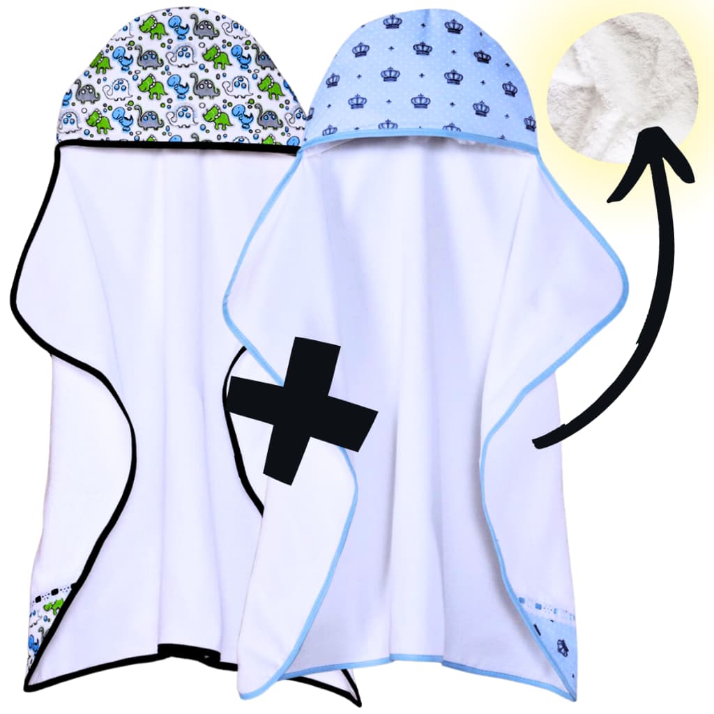 Toalha de Banho Bebê 2 Unidades com Forro 100% Algodão Capuz Menino e Menina