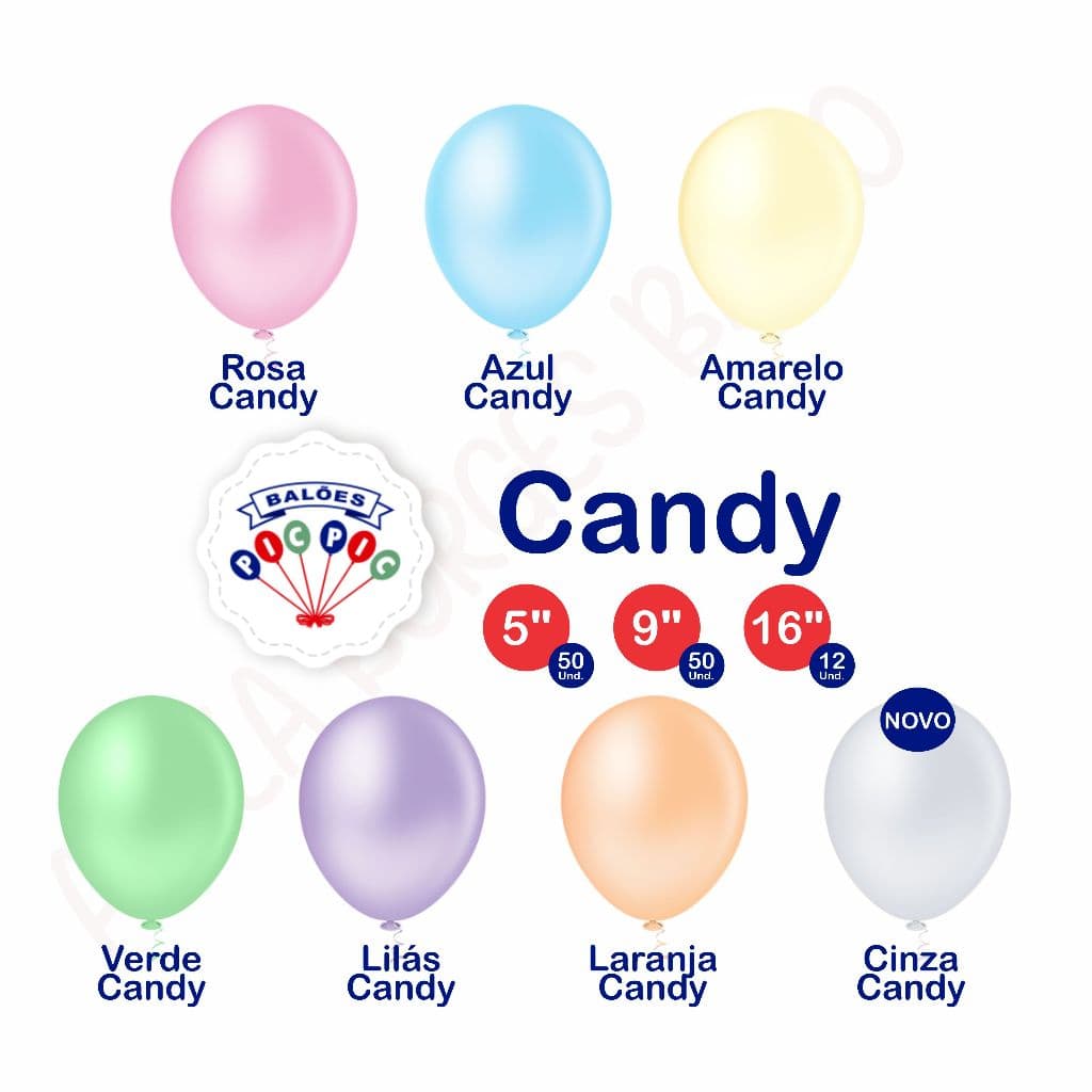 Balão Bexiga Festa Candy Color PicPic (Tons Pastéis)