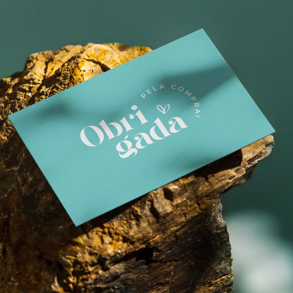 Mini cartão postal de agradecimento ao cliente - obrigada pela compra