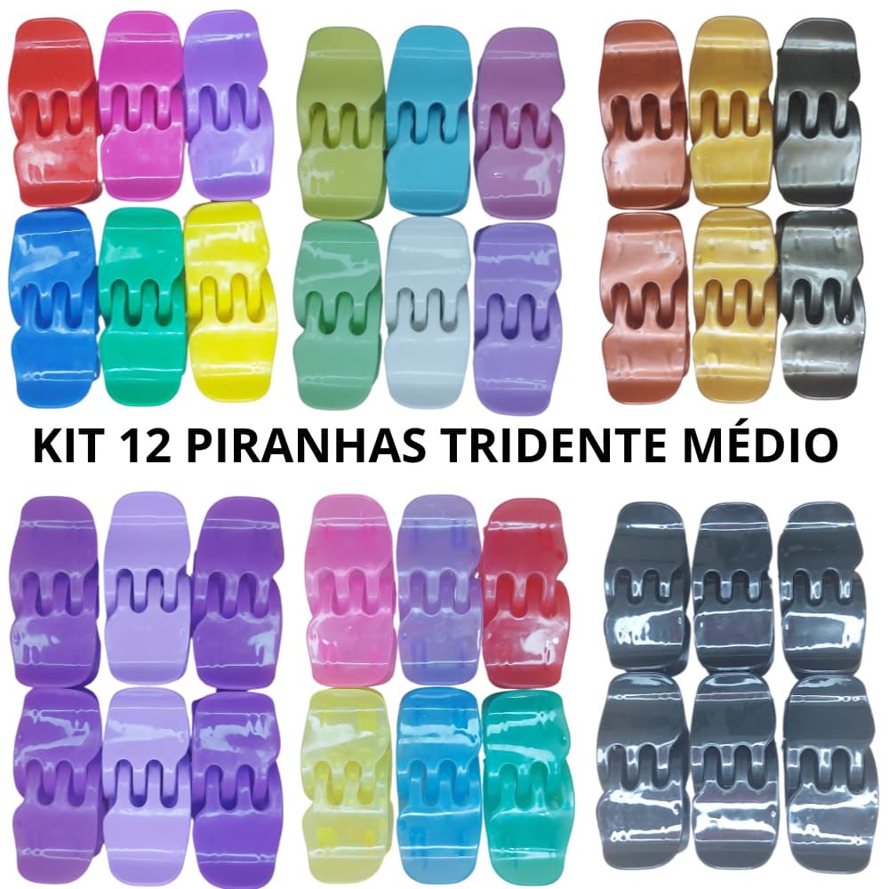 Kit 12/36 Piranha/Tridente/Prendedor De Cabelo De Plástico Tamanho P/M Envio Imediato