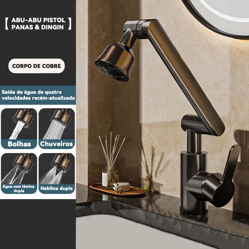 Metal Torneira de 1080° graus giratória de água quente e fria torneira de cozinha moderna giratória para-Com mangueira