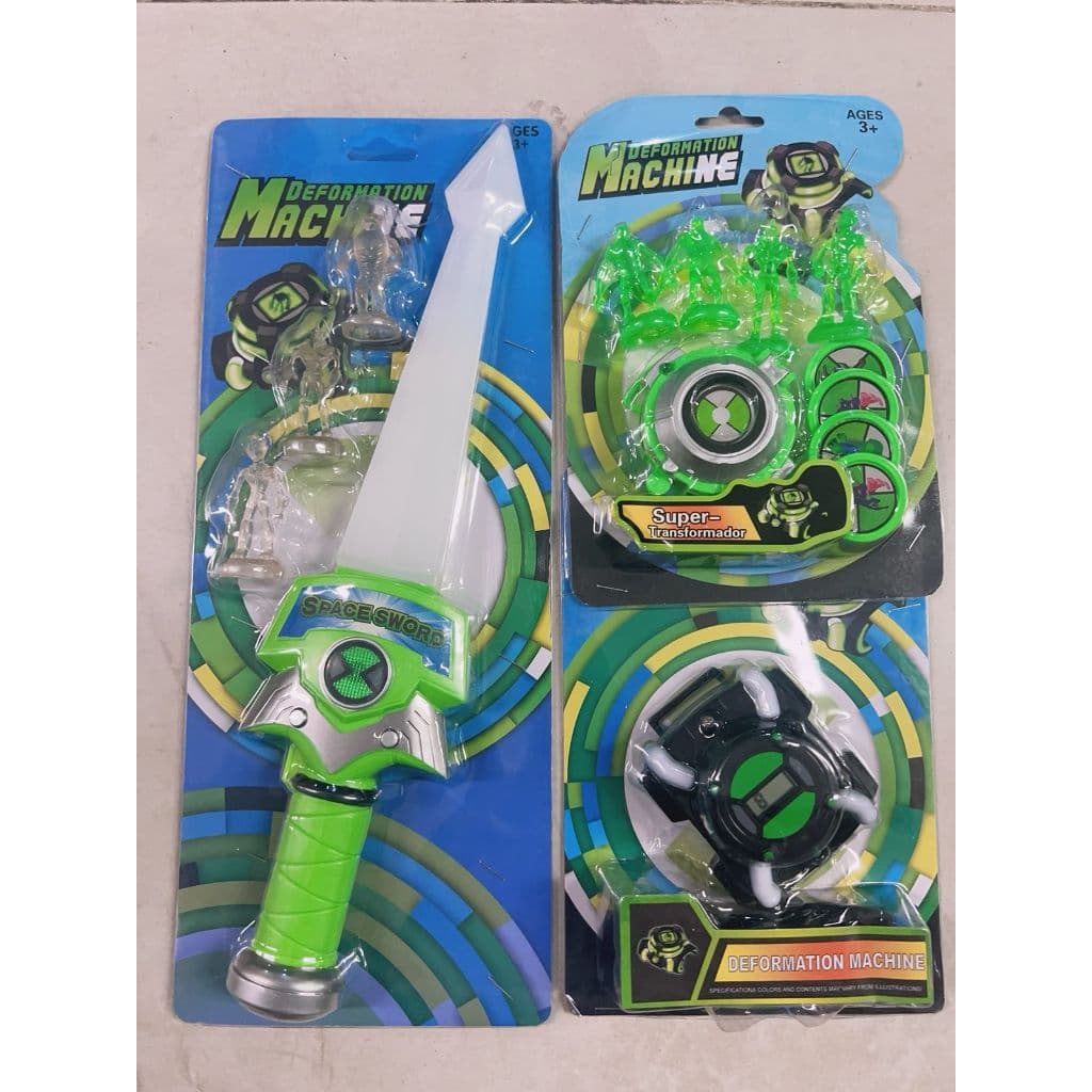 Relogio/LANCADOR/ESPADA Infantil Ben 10 Omnitrix C/ Luz Hora Sons Aliens