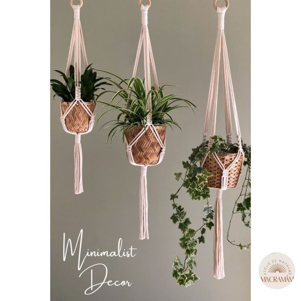 Suporte de Vaso Minimalista Plantas Macrame