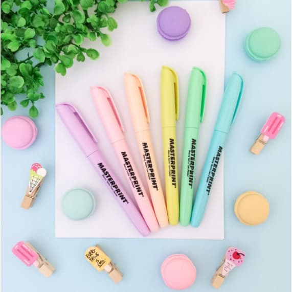 Kit Cores Sortidas 6 Canetas Marca Texto Tom Pastel Masterprint - Cores Variadas