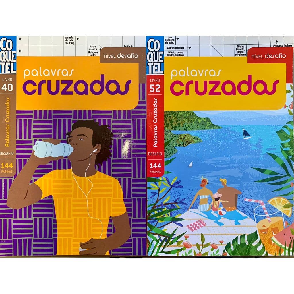 Kit 02 Livros Palavras Cruzadas Coquetel / Nível Desafio (Difícil)
