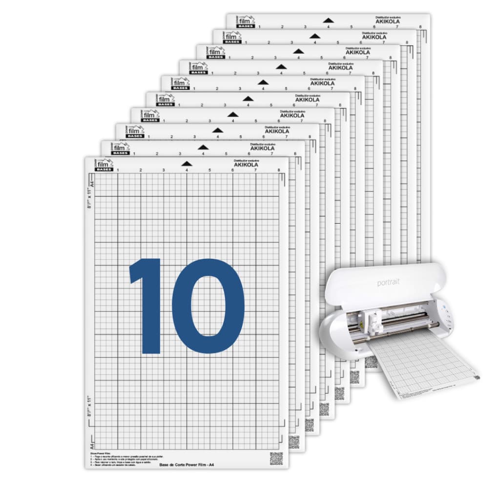 Kit 10 Bases de Corte A4 Transparente Compativel Silhouette Portrait 2, e 3 - Com Cola