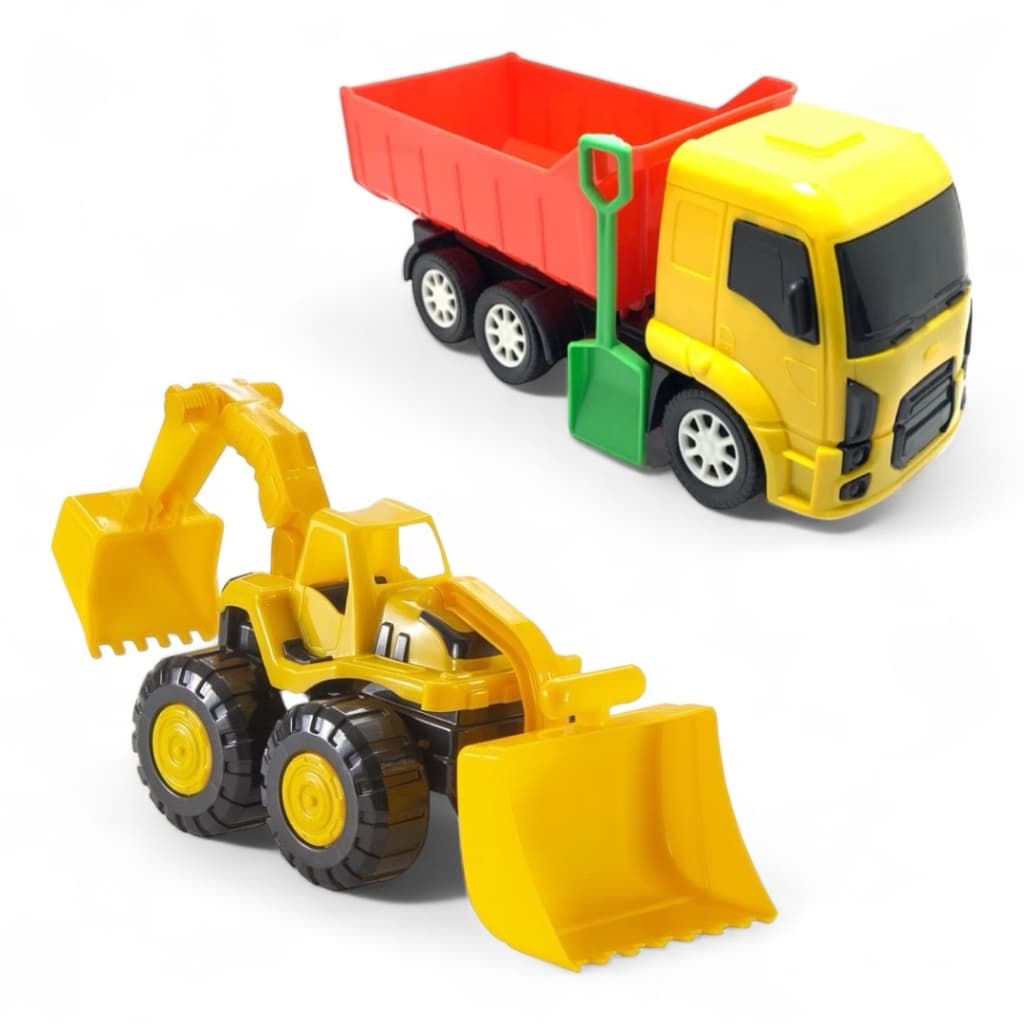 KIT TRATOR RETROESCAVADEIRA + CAMINHÃO BASCULANTE COM PÁ AREIA PARQUINHO