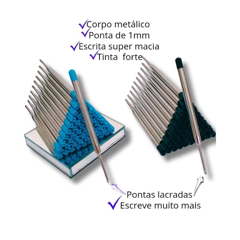 Carga recarga refil esferográfico para caneta tipo Parker