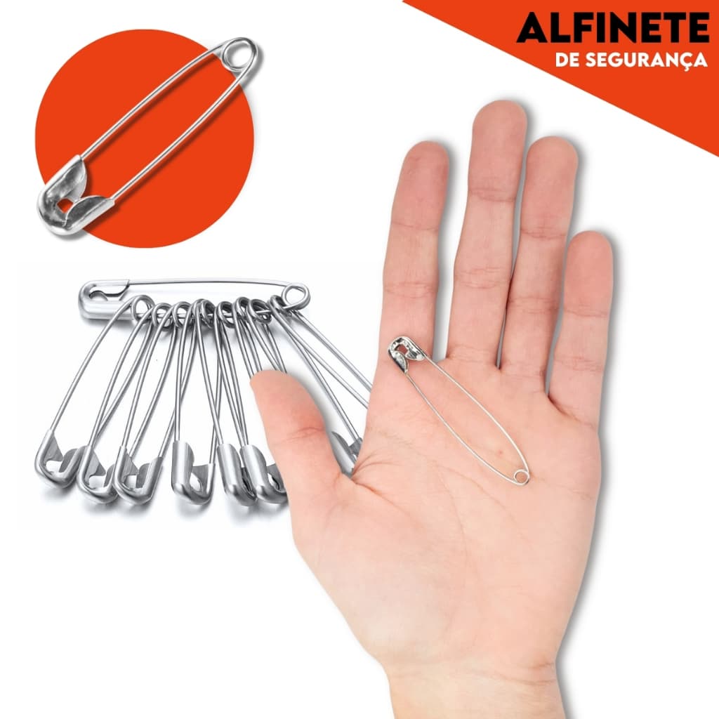 Alfinete de Segurança Prata 05 - Pacote com 50 Unidades.