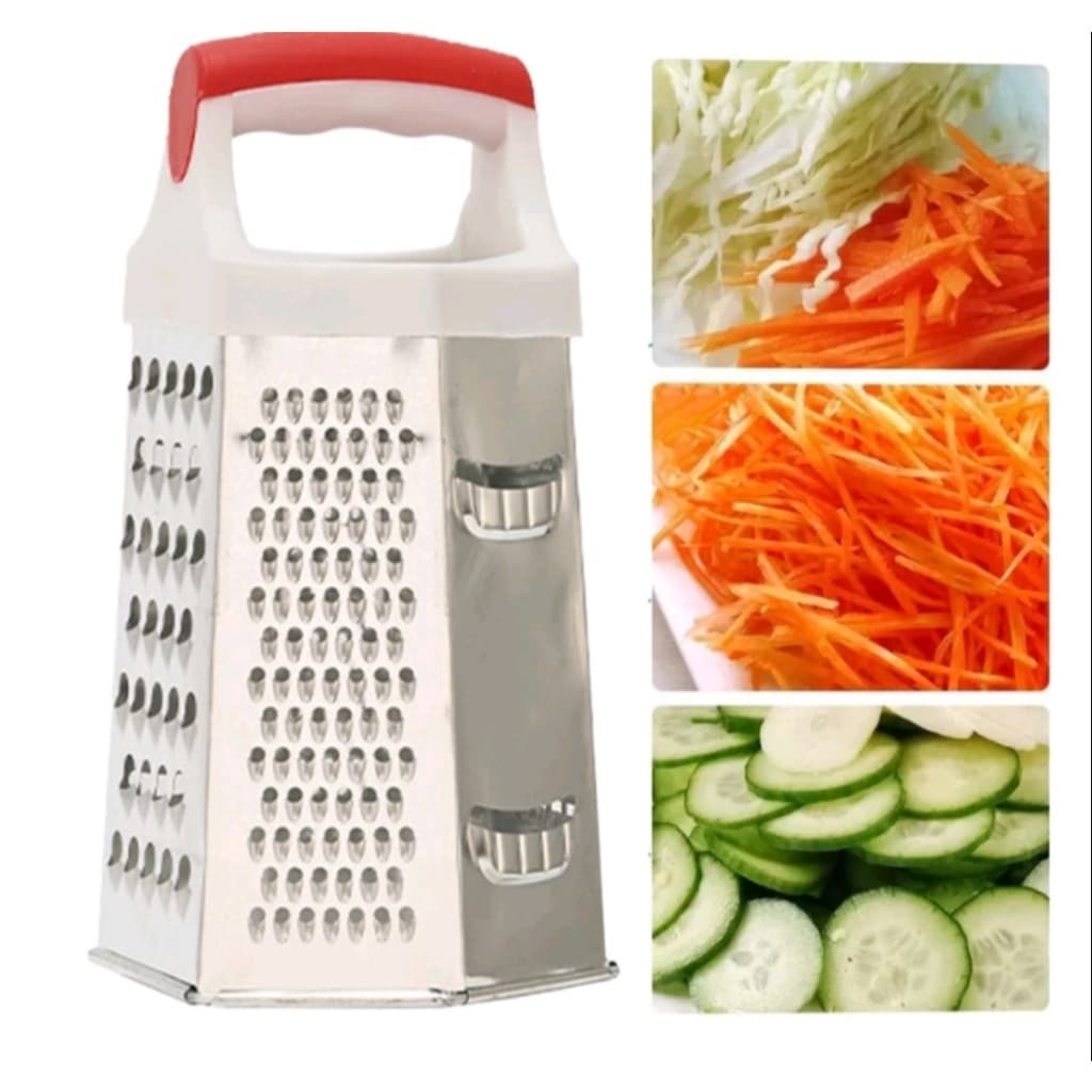 RALADOR SEIS FACES MULTIUSO COM PEGADOR EM ACO INOX ORIGINAL LEGUMES QUEIJOS FRUTAS