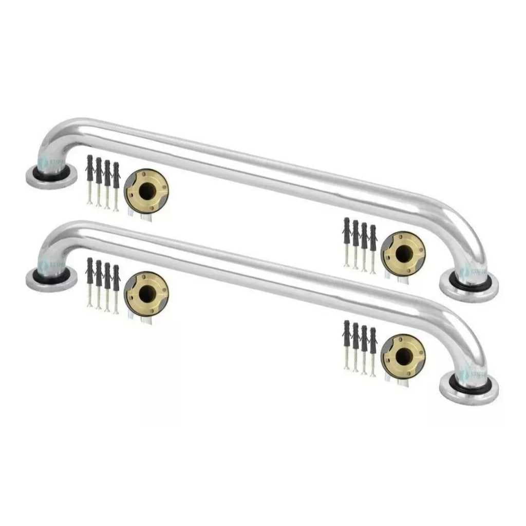 Kit 2 Barras De Apoio Banheiro 60cm Segurança para Idosos, Deficientes e Gestantes Alça PNE